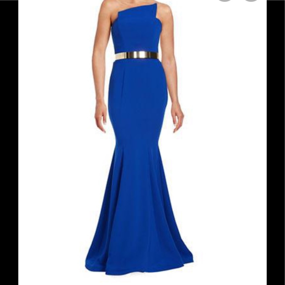 Nicole Bakti Aida Cobalt Blue Mermaid Dress - Picture 2 of 4